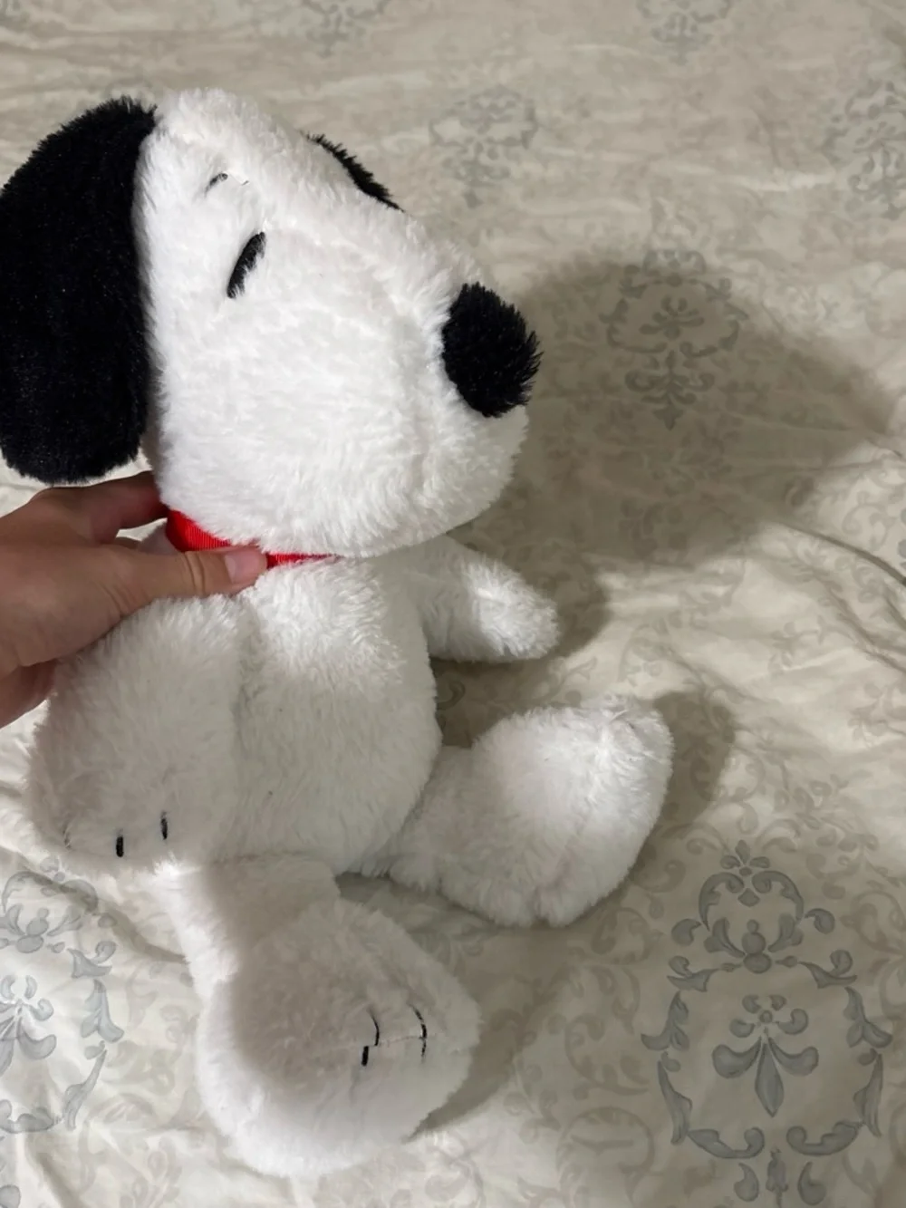 Peanuts White & Black Snoopy Plush with Red Collar